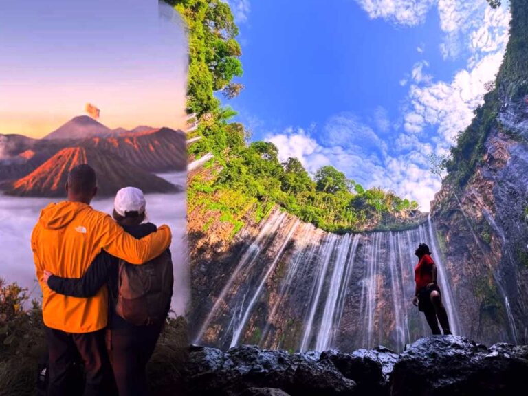 Bromo Ijen Tumpak Sewu Tour guide with hikers viewing the epic Bromo sunrise and volcanic caldera in East Java